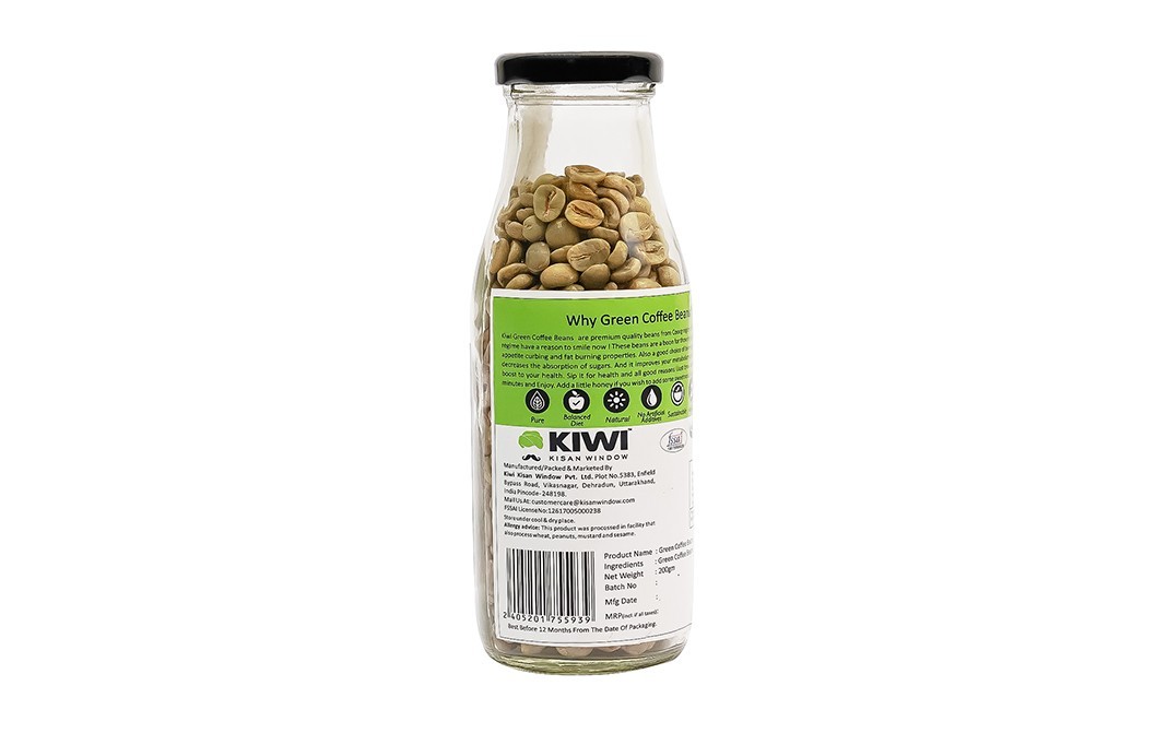Kiwi Kisan Window Green Coffee    Glass Bottle  200 grams